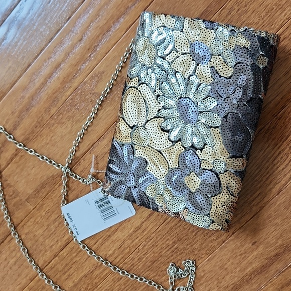 Gunne Sax Floral Sequin Clutch - Gold and silver - Picture 8 of 13